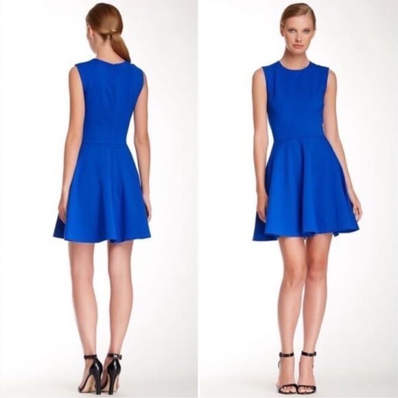Diane Von Furstenberg Jeannie Electric Blue Fit and Flare Mini Skater Dress 6 - Picture 1 of 10